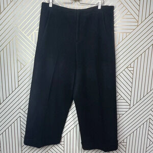 Collection‎ PRIVĒE Black Wool Blend Fleece Cropped Trouser Pants Size 48 / US 12